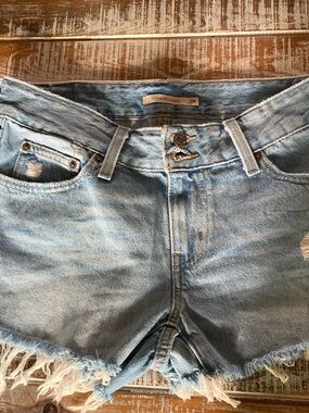 Light Wash Distressed Denim Cutoff Shorts
